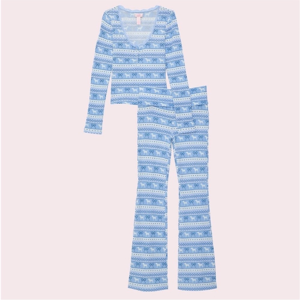 LoveShackFancy X PINK Waffle Knit Pajama Set - Picture 2 of 7